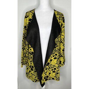 Berek XL 14 16 Golden Years 3/4 Sleeves Yellow Black Crinkle Jacket NWT New